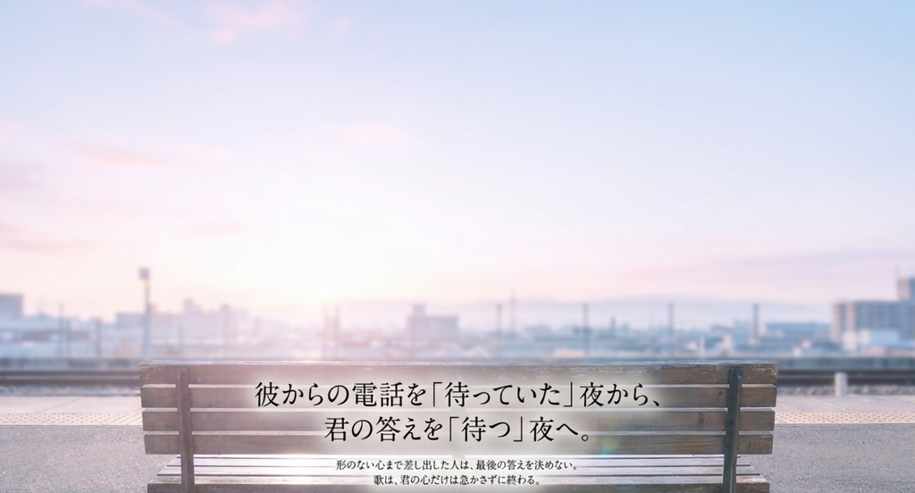 最初は彼からの電話を待っていた君が、最後には自分の答えを待たれる側になる変化を表したスライド