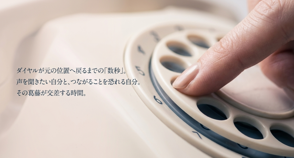 ダイヤル式電話を回す指と声を聞きたい気持ち、つながる怖さを表したスライド