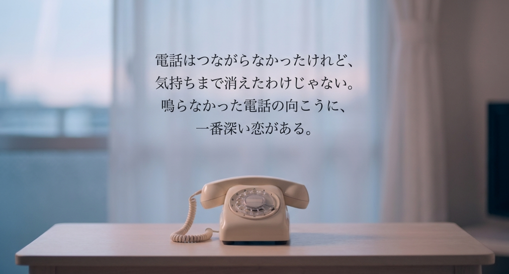 静かな部屋のダイヤル式電話と届かなかった恋の余韻を表したスライド